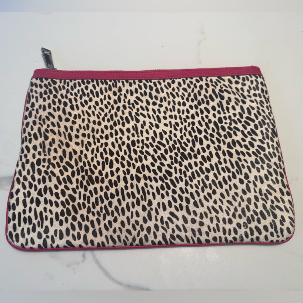 Banana Republic Leopard Print IPad Clutch with Pink leather Trim